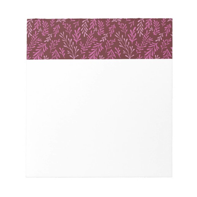 Bloc-note Motif à feuilles tropicales de Bourgogne et rose (Devant)