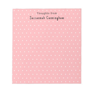 Bloc-note Motif à pois blancs sur rose pastel personnalisé