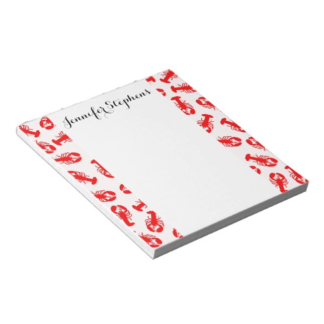 Bloc-note Motif animal de homard rouge mignon (Incliné)