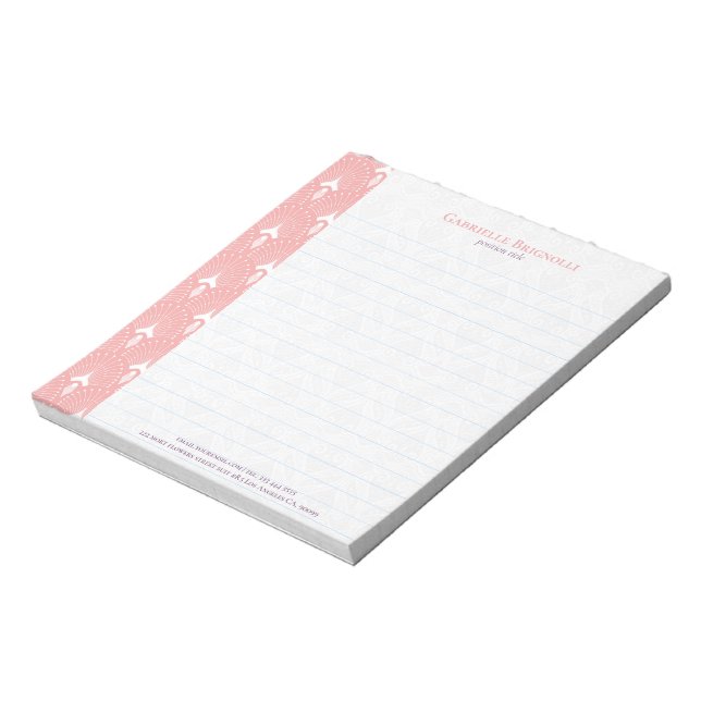 Bloc-note Motif art déco rose et blanc (Tourné)