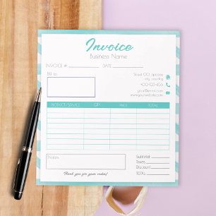 Bloc-note motif bleu boho Facture facile pour petite entrepr
