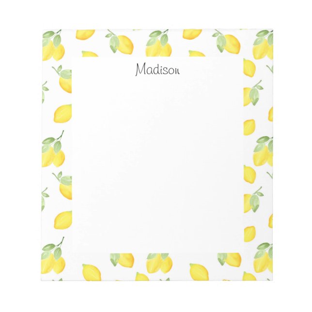 Bloc-note Motif citrons aquarelles (Devant)