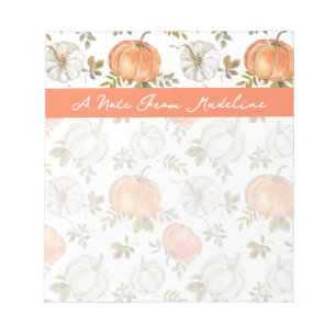 Bloc-note Motif Citrouille d'aquarelle d'automne