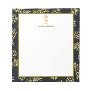 Bloc-note Motif d'ananas bleu marine