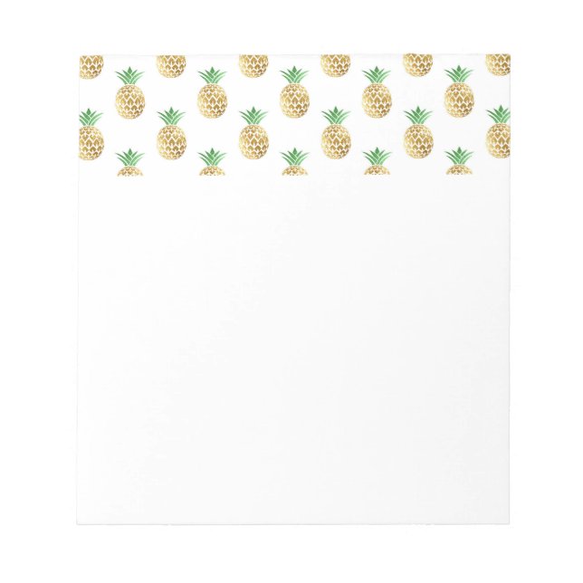 Bloc-note Motif d'ananas Tropical Hawaiian Gold Foil (Devant)
