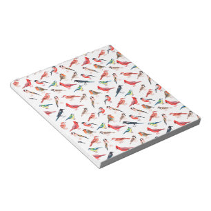 Bloc-note Motif d'aquarelle brillant. Oiseaux