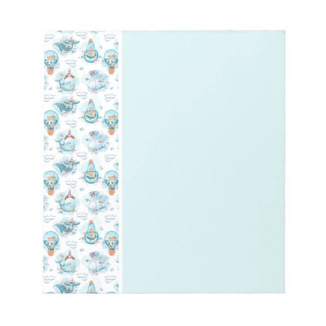 Bloc-note Motif d'aquarelle de la belle baleine nautique (Devant)