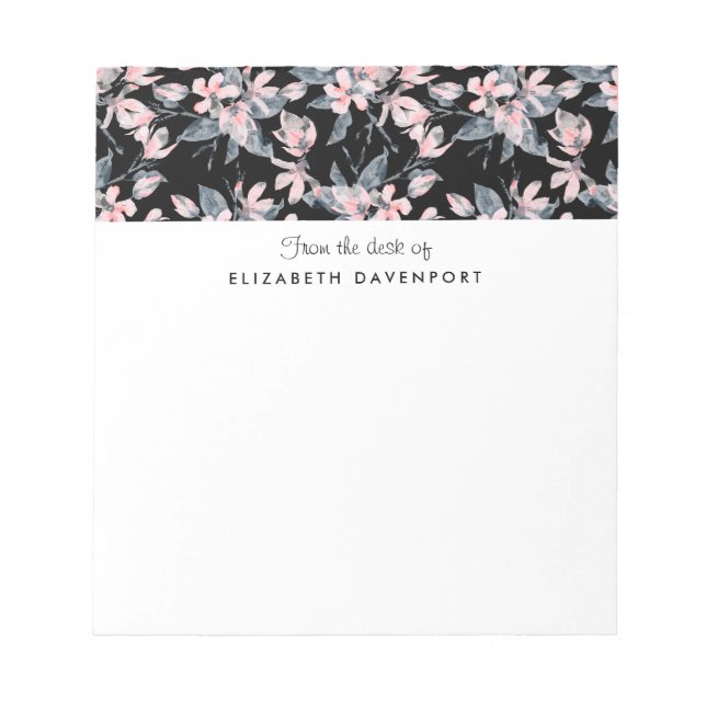 Bloc-note Motif d'aquarelle rose et gris (Devant)