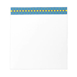 Bloc-note Motif d'art populaire géométrique bleu et jaune