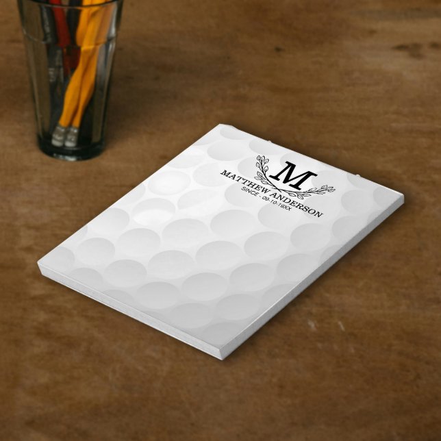 Bloc-note Motif de balle de golf personnalisé Nom Monogramme (Créateur téléchargé)