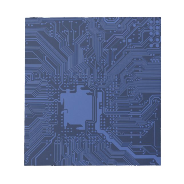Bloc-note Motif de carte mère Geek bleu (Devant)