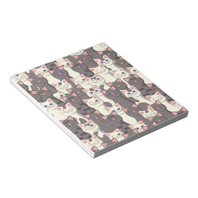 Bloc-note Motif de chats blancs et gris (Incliné)