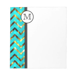 Bloc-note motif de chevron en or bleu diva