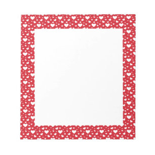 Bloc-note Motif de cœur blanc sur fond rouge - Saint-Valenti