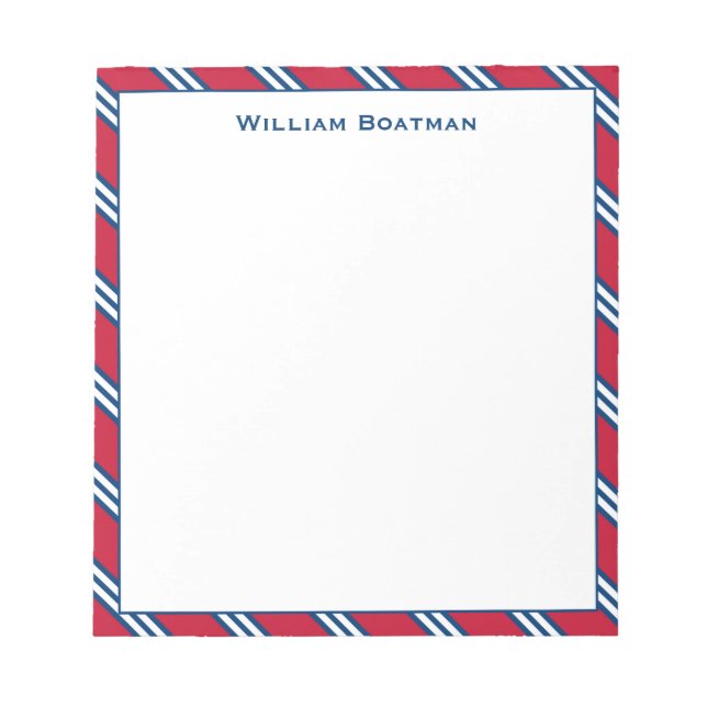 Bloc-note Motif de Cravate diagonale classique rouge et mari (Devant)