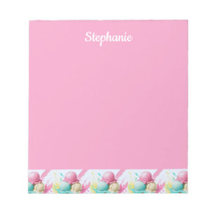 Bloc-note Motif de crème glacée sur Pink Sweet Nom personnal