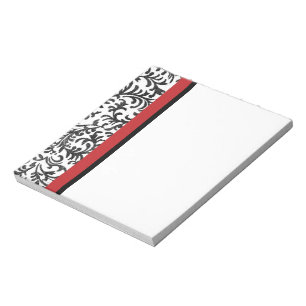 Bloc-note Motif de Damas florales rouges et noires
