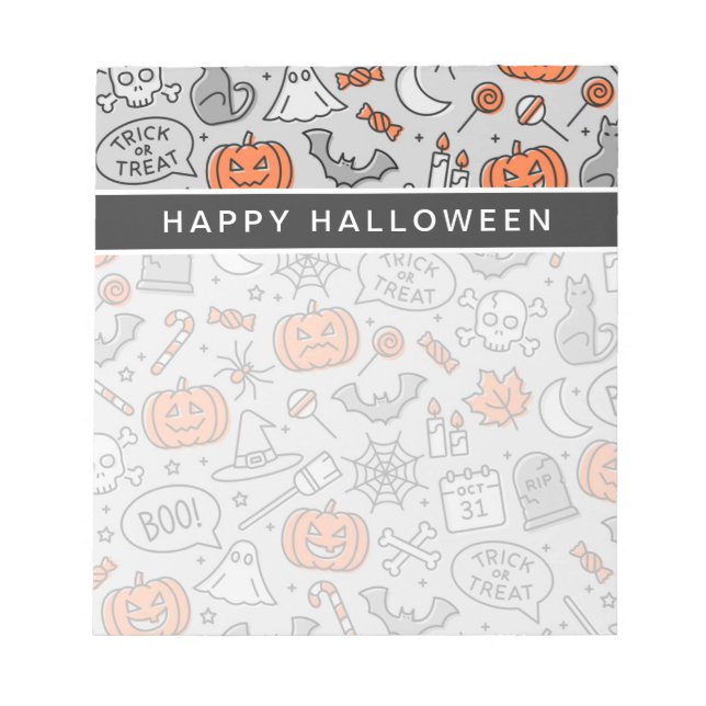 Bloc-note Motif de doodle pour les enfants mignons Halloween (Devant)