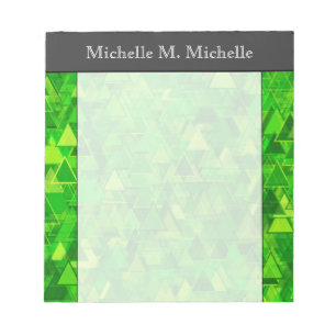 Bloc-note Motif de formes de triangle vert + nom