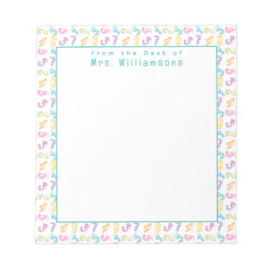 Bloc-note Motif de nombres mignons - Du bureau de l'enseigna