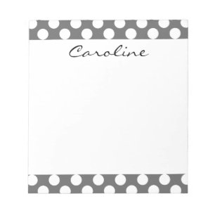 Bloc-note Motif de point de polka de blanc gris de charbon