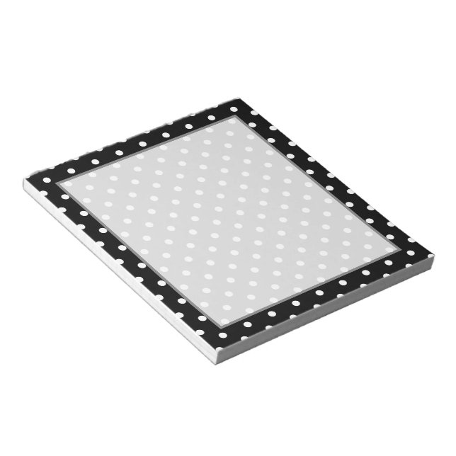 Bloc-note Motif de point Polka noir blanc (Incliné)