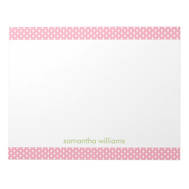 Bloc-note Motif de pointes et de rayures roses Personnalisé (Devant)