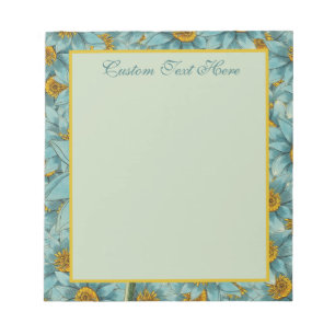 Bloc-note Motif de tournesol bleu jaune élégant
