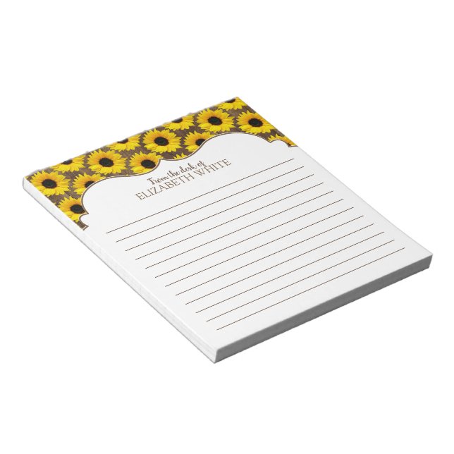 Bloc-note Motif de tournesol jaune personnalisé (Incliné)