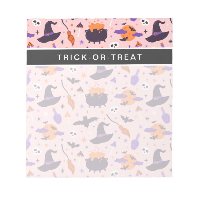 Bloc-note Motif d'Halloween mou et rose (Devant)