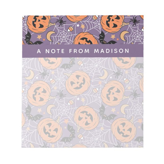 Bloc-note Motif d'Halloween violet Jack-O-lanterne (Devant)
