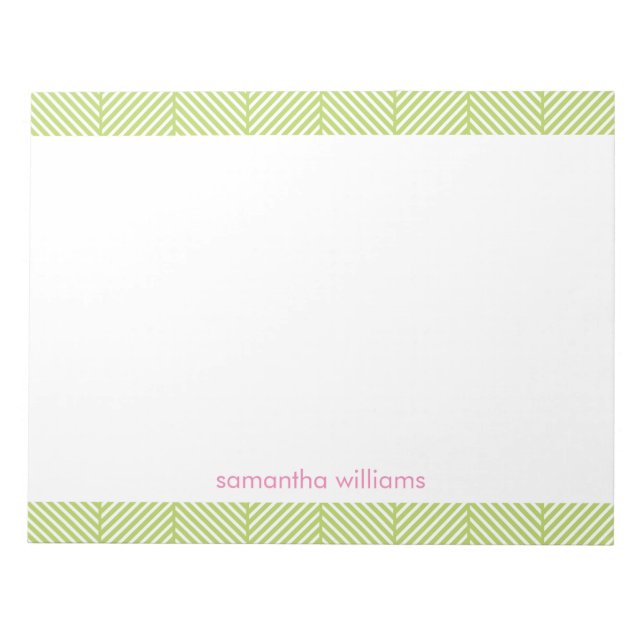 Bloc-note Motif élégant Green Herringbone (Devant)