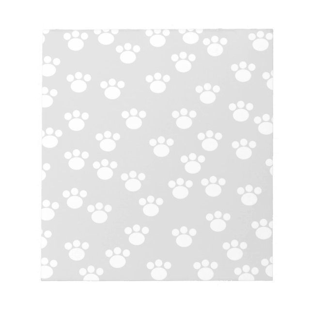 Bloc-note Motif Empreinte de patte blanc et gris clair. (Devant)