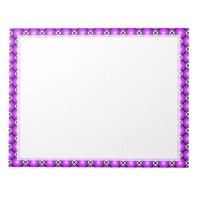 Bloc-note Motif en treillis noir blanc Magenta points roses (Devant)