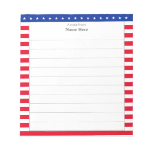 Bloc-note Motif étoile et bandes blanches rouges