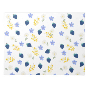 Bloc-note Motif floral de fleurs sauvages et de mûres