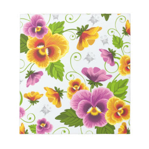 Bloc-note Motif floral jaune et rose