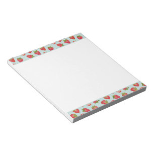 Bloc-note Motif Fraise d'Été Menthe & Rouge