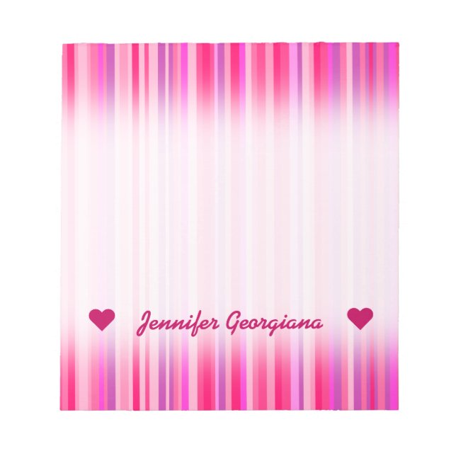 Bloc-note Motif Fun, Happy, Girly Pink et Purple Stripes (Devant)