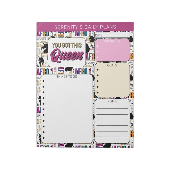 Bloc-note Motif gras Afro Licorne (Tourné)