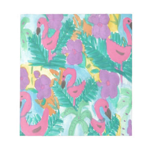 Bloc-note Motif Jungle Tropical Flamant Rose