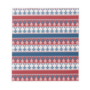 Bloc-note Motif norvégien rayé bleu rouge