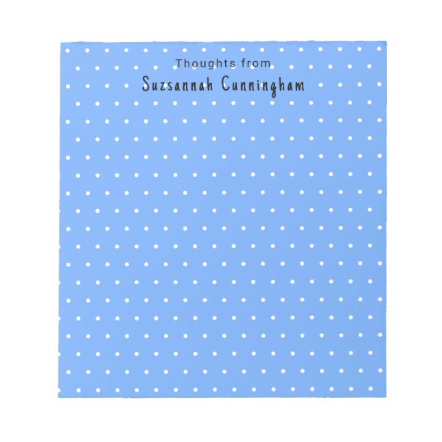 Bloc-note Motif Pois Blanc Sur Pastel Blue Custom (Devant)