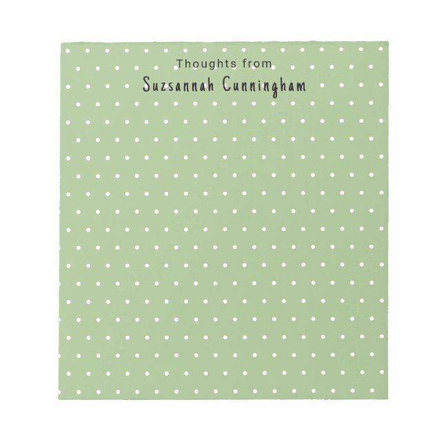 Bloc-note Motif Pois Blanc Sur Pastel Green Custom (Devant)