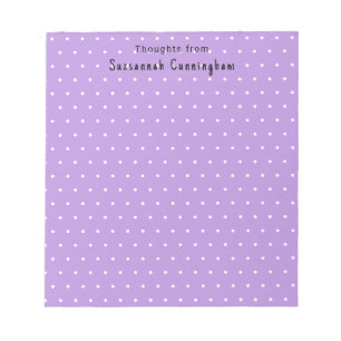 Bloc-note Motif Pois Blanc Sur Pastel Purple Personnalisé