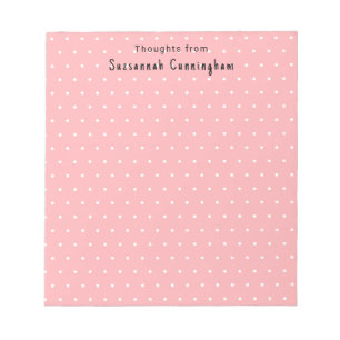 Bloc-note Motif Pois Blanc Sur Pastel Rose Personnalisé