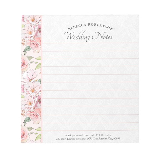 Bloc-note Motif rose rose (Devant)
