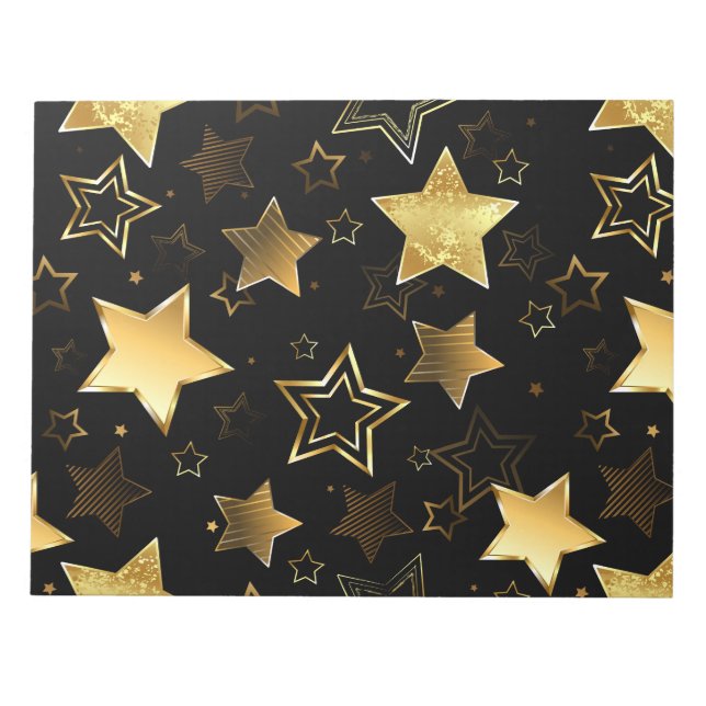 Bloc-note Motif sans couture avec étoiles d'or (Devant)