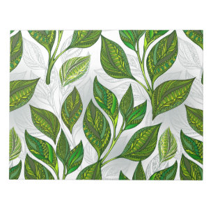 Bloc-note Motif sans couture avec Feuilles de thé vert