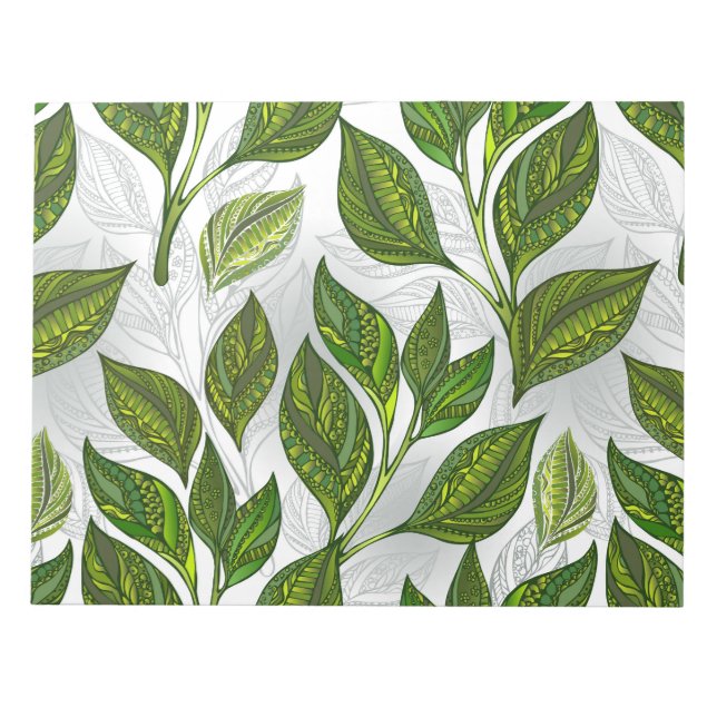 Bloc-note Motif sans couture avec Feuilles de thé vert (Devant)